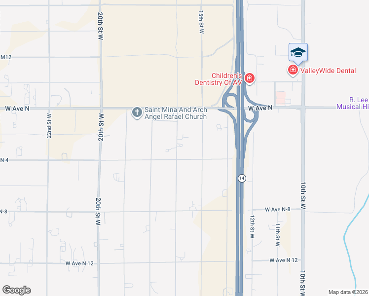 map of restaurants, bars, coffee shops, grocery stores, and more near 41056 16th Street West in Palmdale