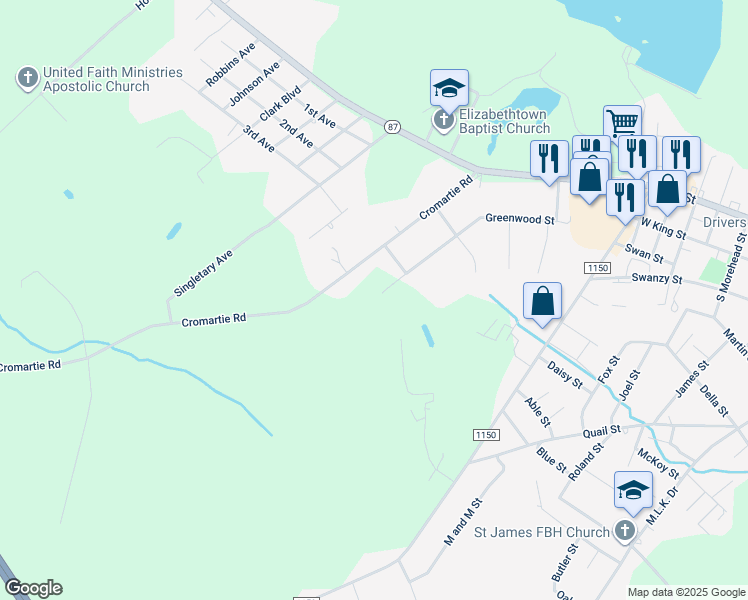 map of restaurants, bars, coffee shops, grocery stores, and more near in Bladenboro