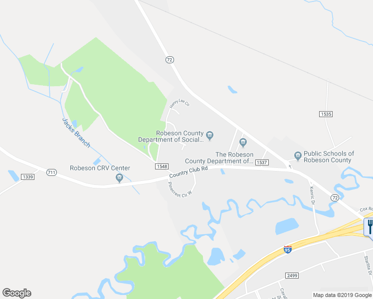 map of restaurants, bars, coffee shops, grocery stores, and more near 50 Henry Lee Circle in Lumberton