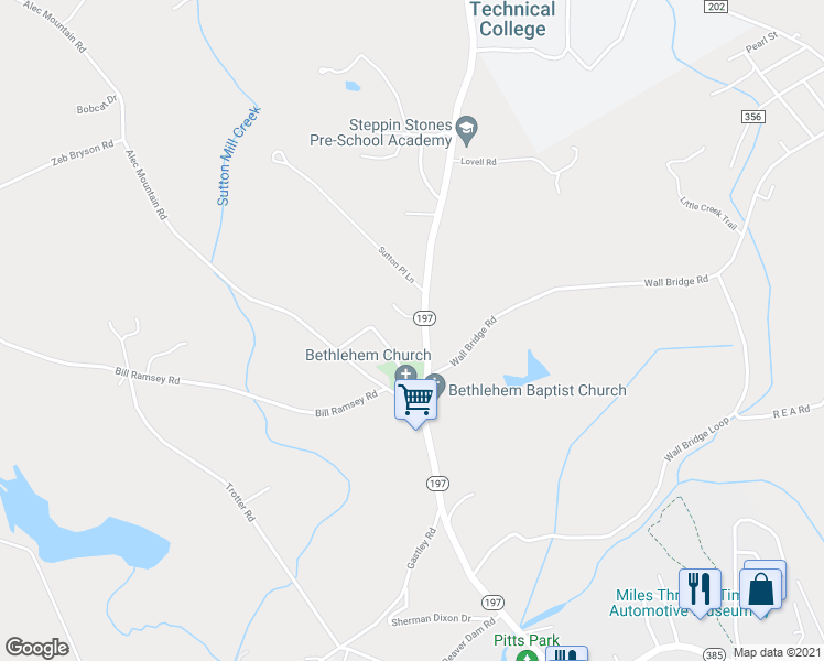 map of restaurants, bars, coffee shops, grocery stores, and more near 144 Western Cedar Lane in Clarkesville