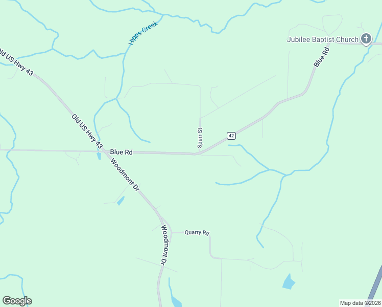 map of restaurants, bars, coffee shops, grocery stores, and more near 2825-4015 Blue Road in Tuscumbia