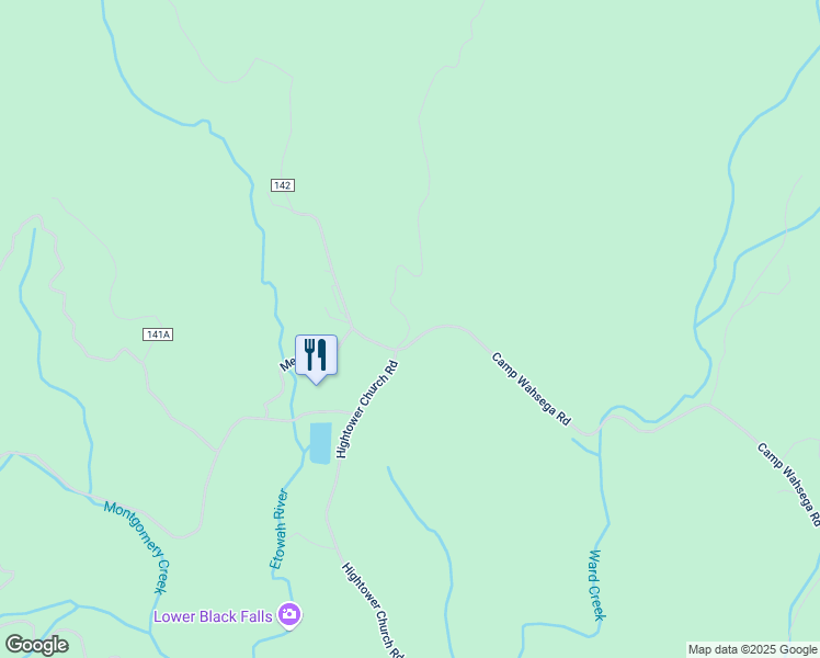map of restaurants, bars, coffee shops, grocery stores, and more near 0 Coopers Gap Road in Dahlonega