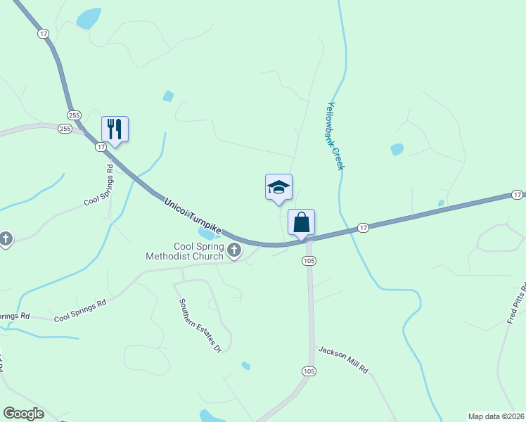 map of restaurants, bars, coffee shops, grocery stores, and more near 231 Harvest Church Road in Clarkesville