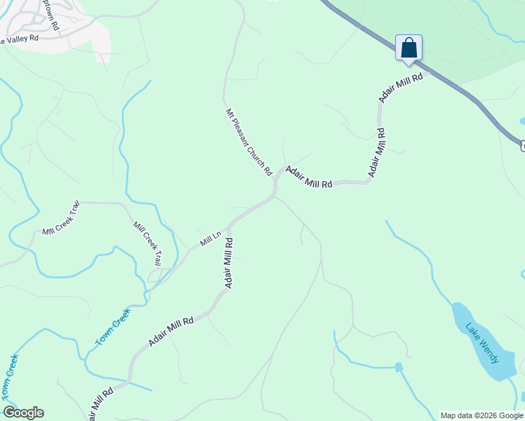 map of restaurants, bars, coffee shops, grocery stores, and more near Adair Mill Rd in Cleveland