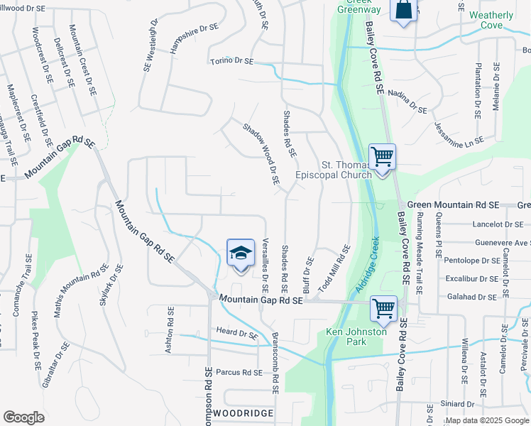map of restaurants, bars, coffee shops, grocery stores, and more near 10096 Shades Road Southeast in Huntsville