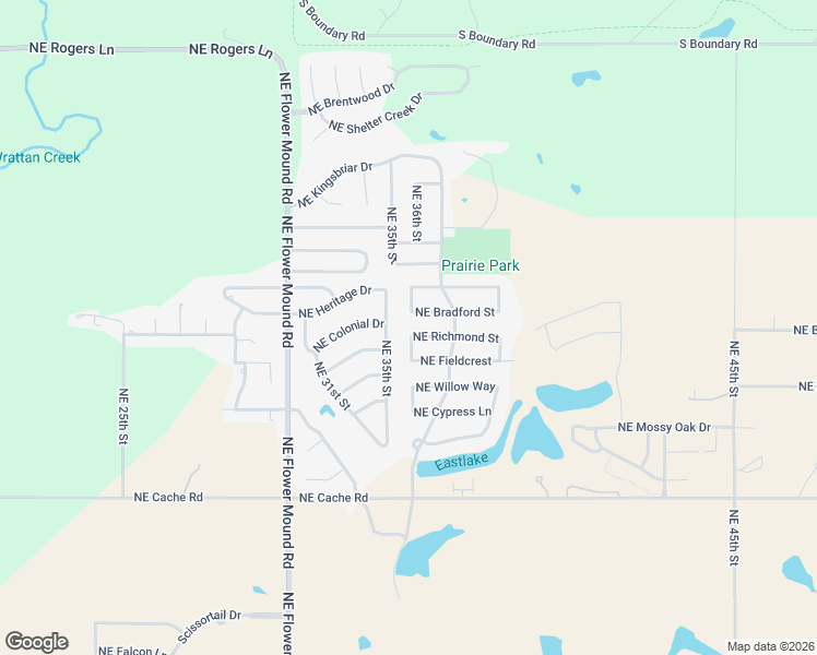 map of restaurants, bars, coffee shops, grocery stores, and more near 3601 Northeast Bradford Street in Lawton