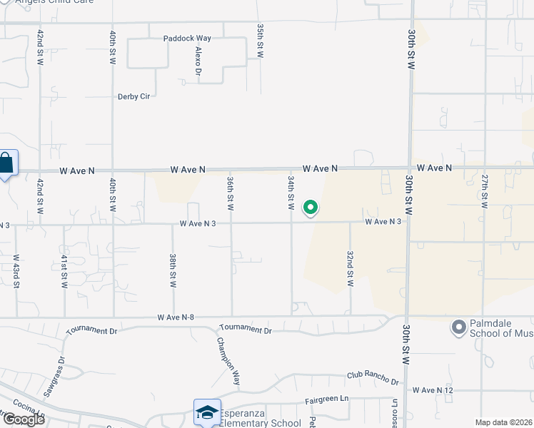 map of restaurants, bars, coffee shops, grocery stores, and more near 3445 West Avenue North 3 in Palmdale