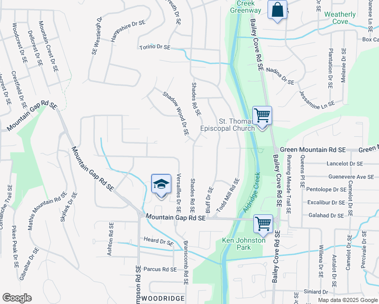 map of restaurants, bars, coffee shops, grocery stores, and more near 10096 Shades Road Southeast in Huntsville