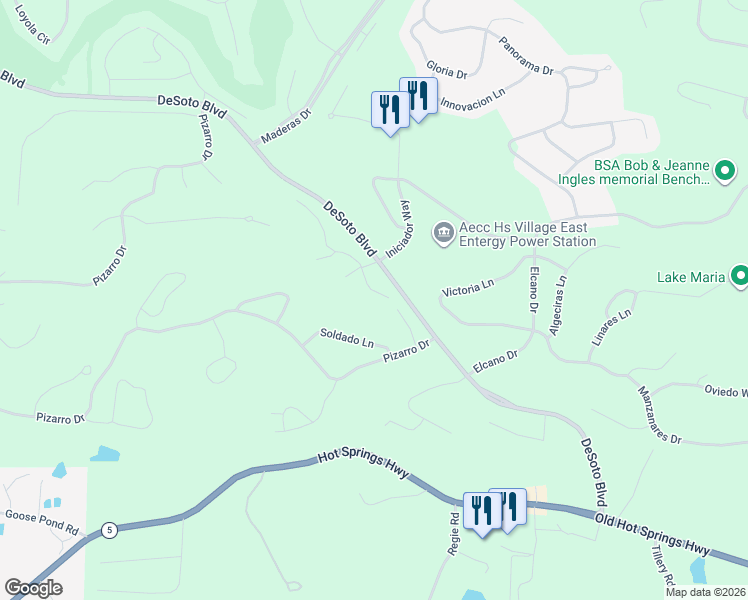 map of restaurants, bars, coffee shops, grocery stores, and more near 7 Risco Way in Hot Springs Village