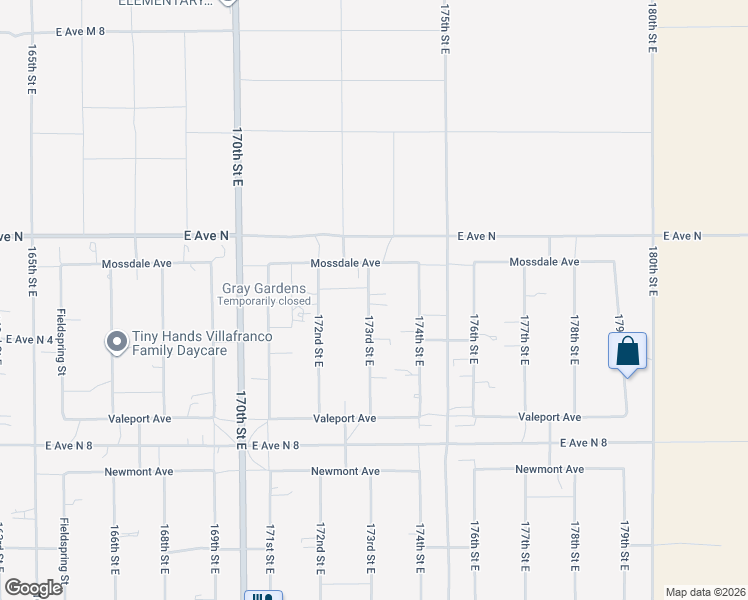 map of restaurants, bars, coffee shops, grocery stores, and more near 41048 173rd Street East in Lancaster