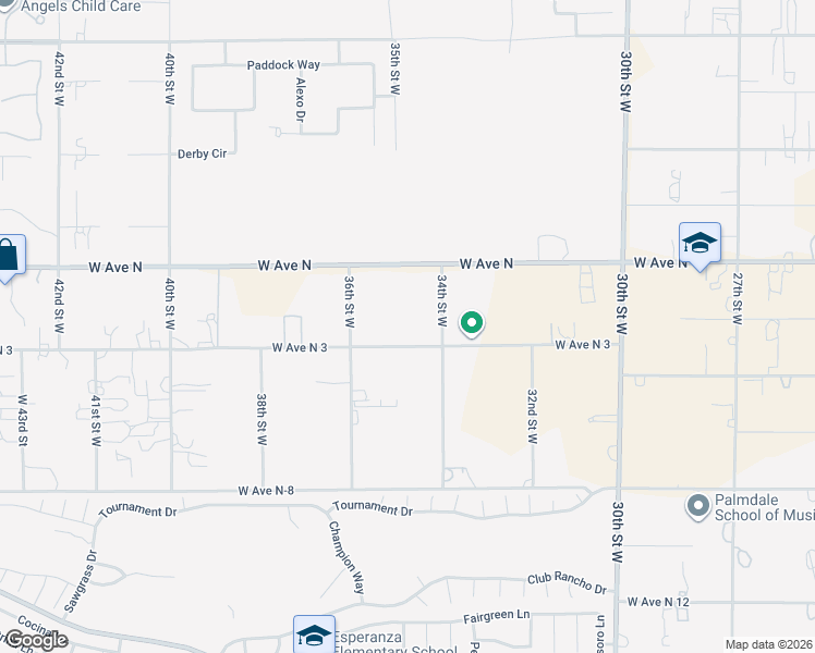 map of restaurants, bars, coffee shops, grocery stores, and more near 3445 West Avenue North 3 in Palmdale