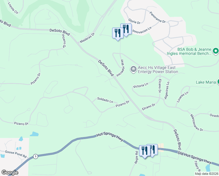 map of restaurants, bars, coffee shops, grocery stores, and more near 7 Risco Way in Hot Springs Village