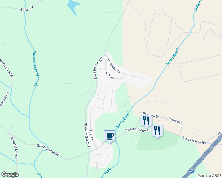 map of restaurants, bars, coffee shops, grocery stores, and more near 1015 Winmar Drive in Anderson