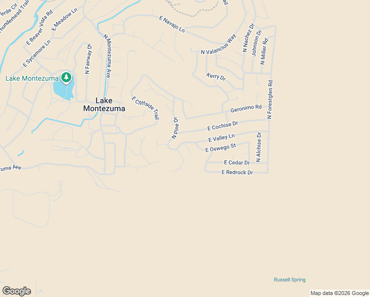 map of restaurants, bars, coffee shops, grocery stores, and more near 4150 North Primrose Court in Lake Montezuma