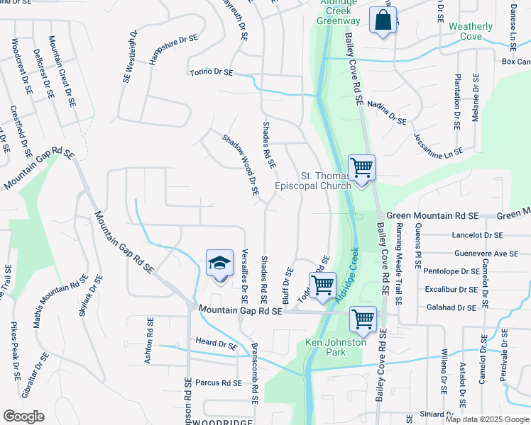 map of restaurants, bars, coffee shops, grocery stores, and more near 10001 Shades Road Southeast in Huntsville