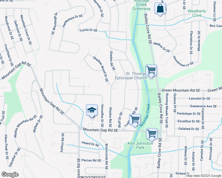 map of restaurants, bars, coffee shops, grocery stores, and more near 10101 Shades Road Southeast in Huntsville