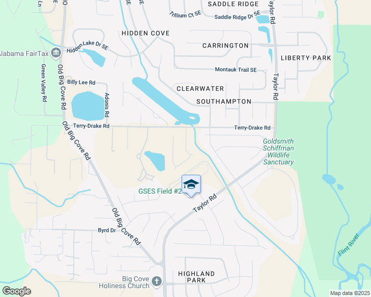map of restaurants, bars, coffee shops, grocery stores, and more near Lathan Drive Southeast in Owens Cross Roads