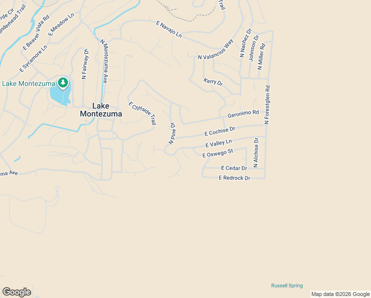 map of restaurants, bars, coffee shops, grocery stores, and more near 4150 North Primrose Court in Lake Montezuma