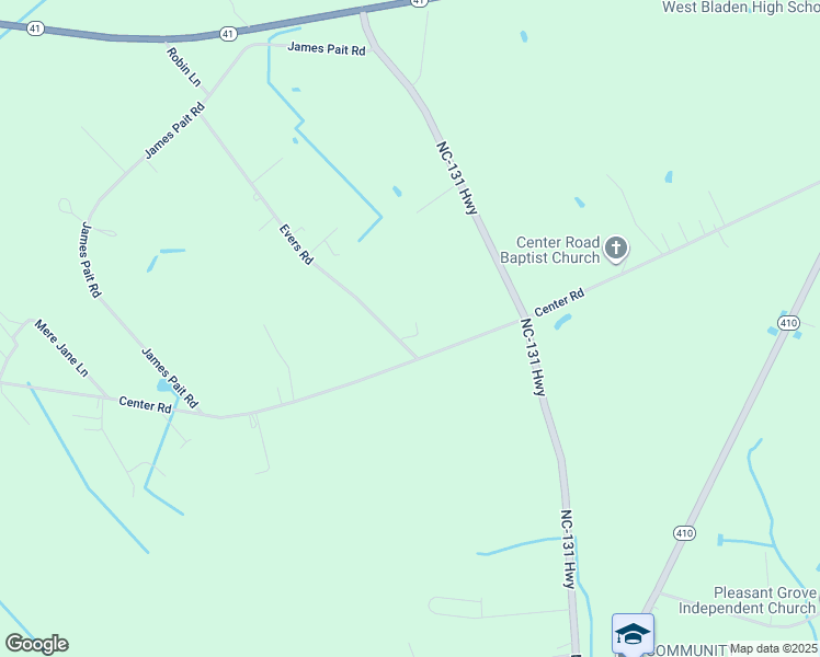 map of restaurants, bars, coffee shops, grocery stores, and more near 58 Evers Road in Bladenboro