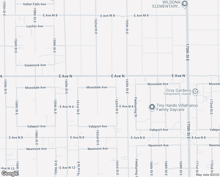 map of restaurants, bars, coffee shops, grocery stores, and more near 16254 Mossdale Avenue in Lancaster