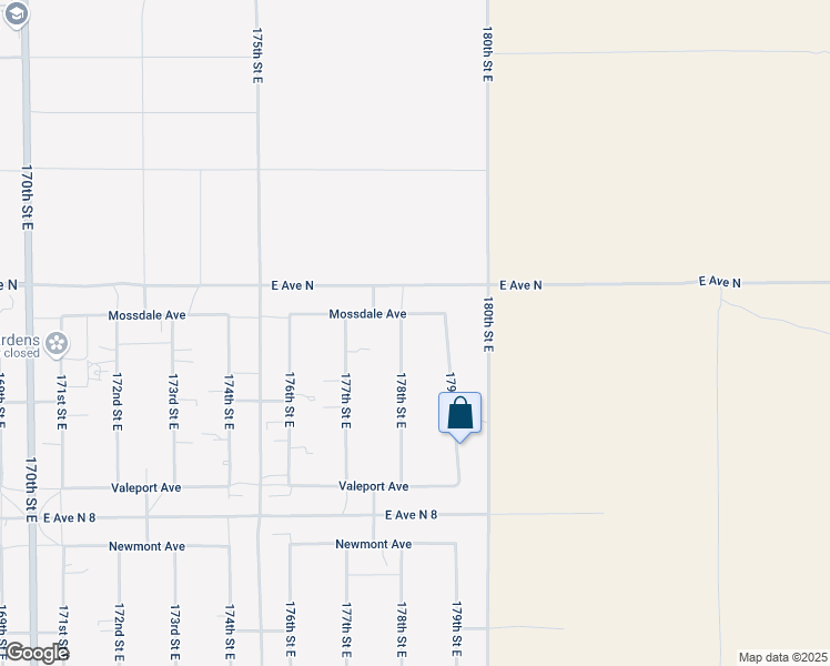 map of restaurants, bars, coffee shops, grocery stores, and more near 41108 178th Street East in Lake Los Angeles