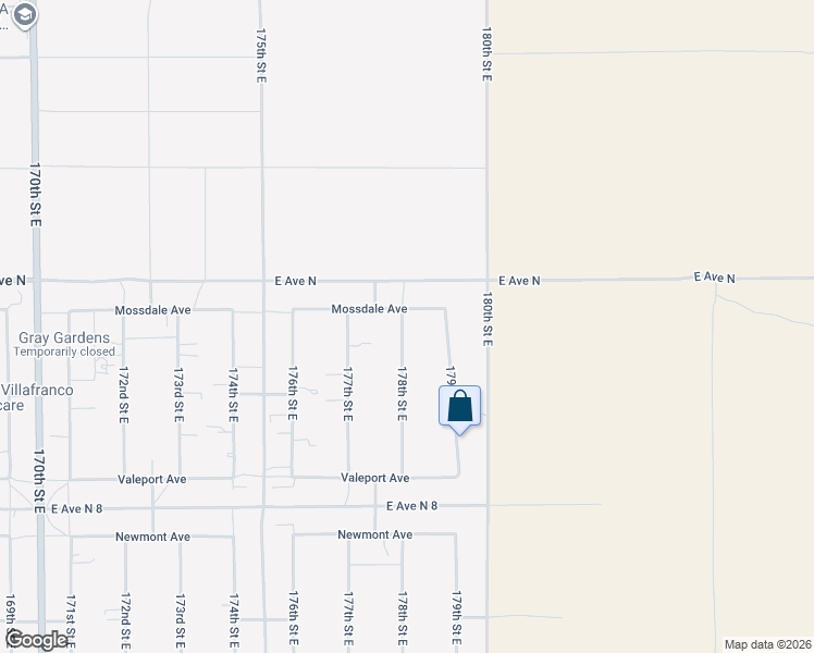 map of restaurants, bars, coffee shops, grocery stores, and more near 41108 178th Street East in Lake Los Angeles
