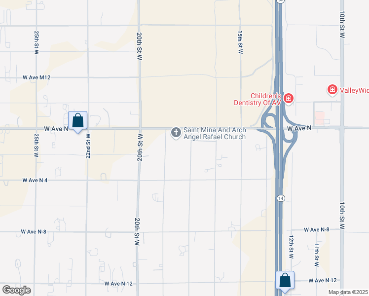 map of restaurants, bars, coffee shops, grocery stores, and more near 41127 17th Street West in Palmdale