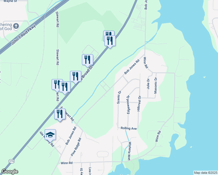 map of restaurants, bars, coffee shops, grocery stores, and more near 908 Bob Jones Road in Scottsboro