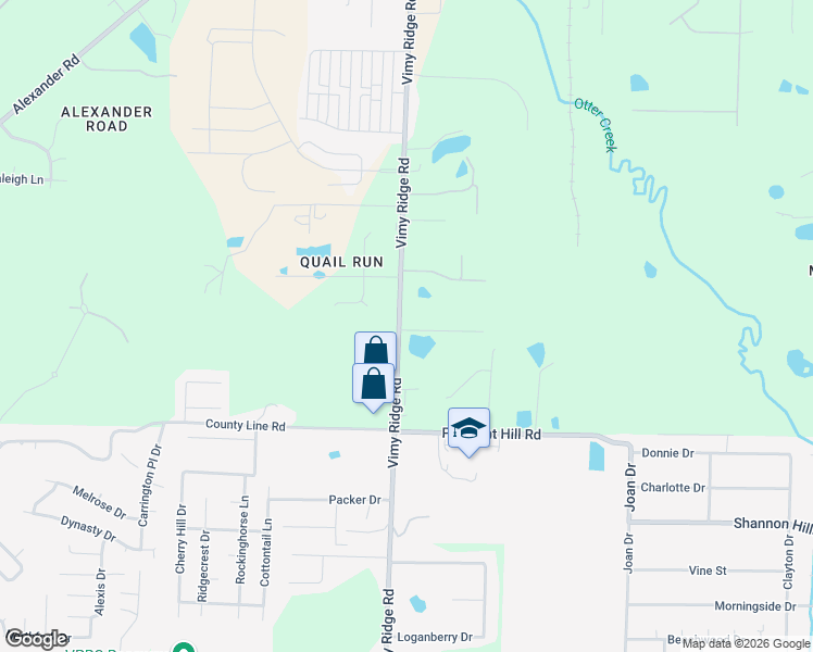 map of restaurants, bars, coffee shops, grocery stores, and more near 2 Ponds Edge Lane in Alexander