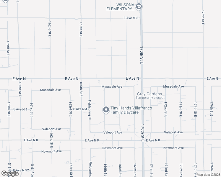 map of restaurants, bars, coffee shops, grocery stores, and more near 16721 Mossdale Avenue in Lancaster