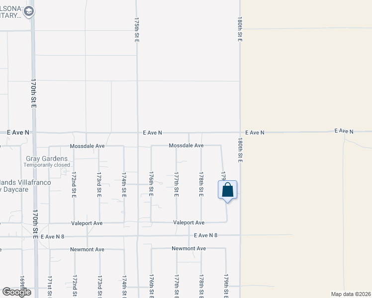 map of restaurants, bars, coffee shops, grocery stores, and more near 17724 Mossdale Avenue in Lancaster