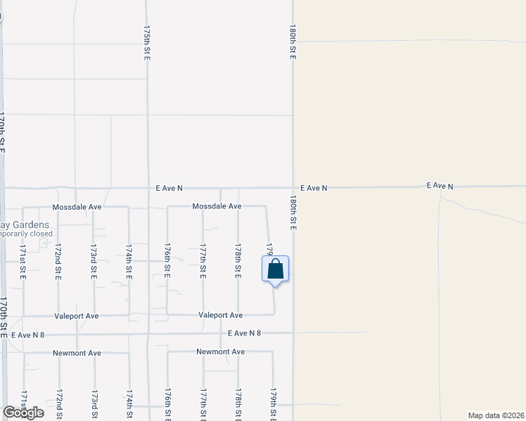 map of restaurants, bars, coffee shops, grocery stores, and more near 41125 179th Street East in Lancaster