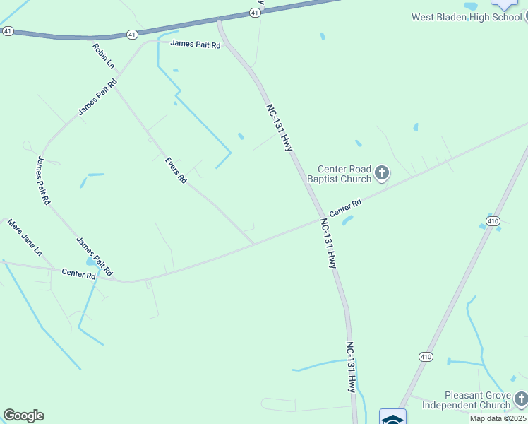 map of restaurants, bars, coffee shops, grocery stores, and more near 58 Evers Road in Bladenboro