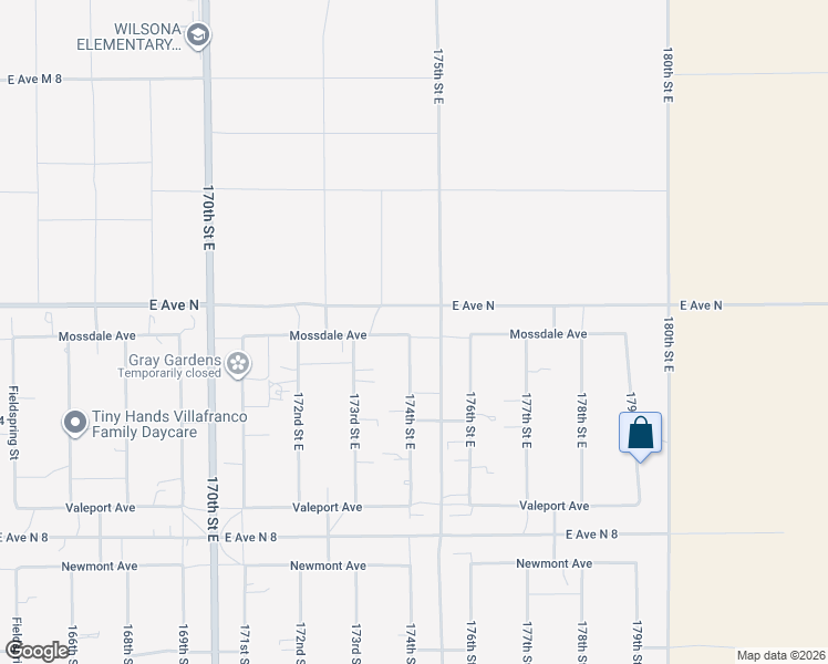 map of restaurants, bars, coffee shops, grocery stores, and more near 41136 174th Street East in Lancaster