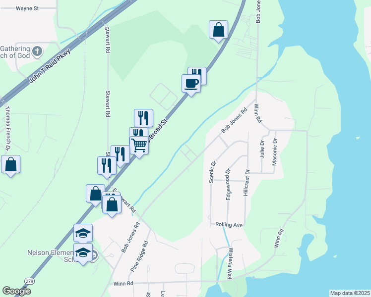 map of restaurants, bars, coffee shops, grocery stores, and more near 1034 Bob Jones Road in Scottsboro