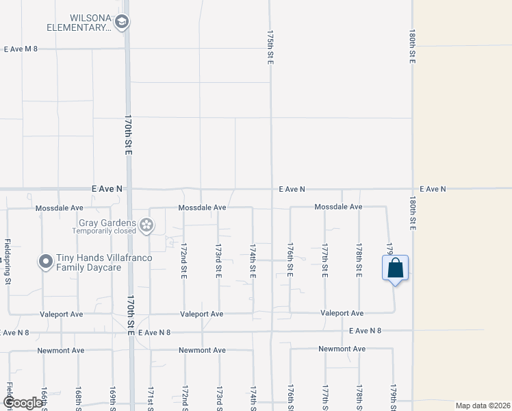map of restaurants, bars, coffee shops, grocery stores, and more near 41136 174th Street East in Lancaster