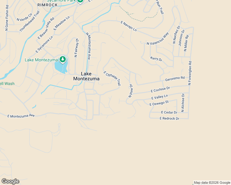 map of restaurants, bars, coffee shops, grocery stores, and more near 4375 East Cliffside Trail in Lake Montezuma