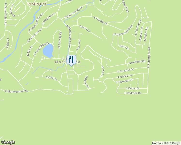 map of restaurants, bars, coffee shops, grocery stores, and more near 4375 East Cliffside Trail in Lake Montezuma