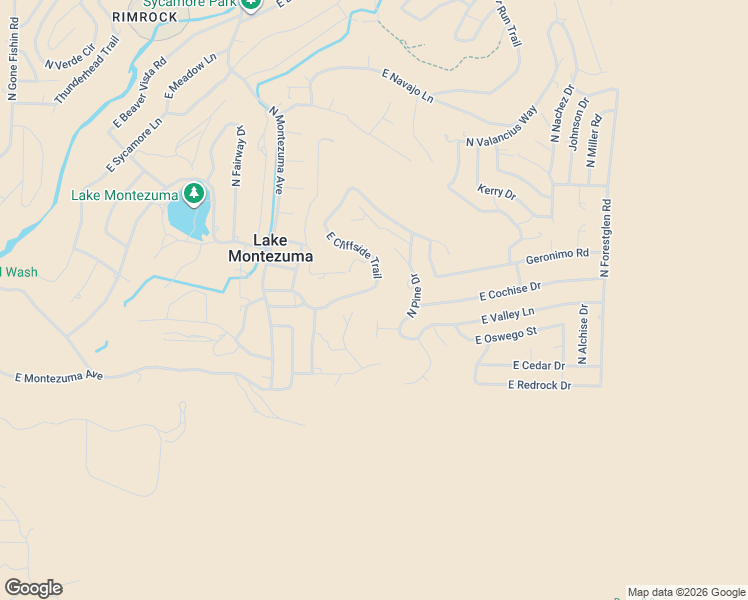 map of restaurants, bars, coffee shops, grocery stores, and more near 4375 East Cliffside Trail in Lake Montezuma