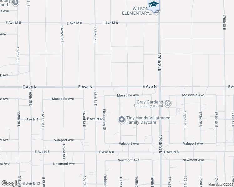 map of restaurants, bars, coffee shops, grocery stores, and more near 16575 Mossdale Avenue in Lancaster