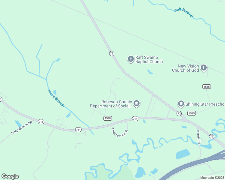map of restaurants, bars, coffee shops, grocery stores, and more near 1101 Cy Williams Boulevard in Lumberton