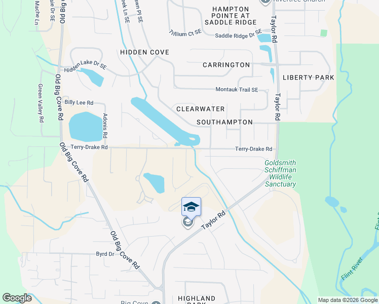 map of restaurants, bars, coffee shops, grocery stores, and more near 7201 Lathan Drive Southeast in Owens Cross Roads