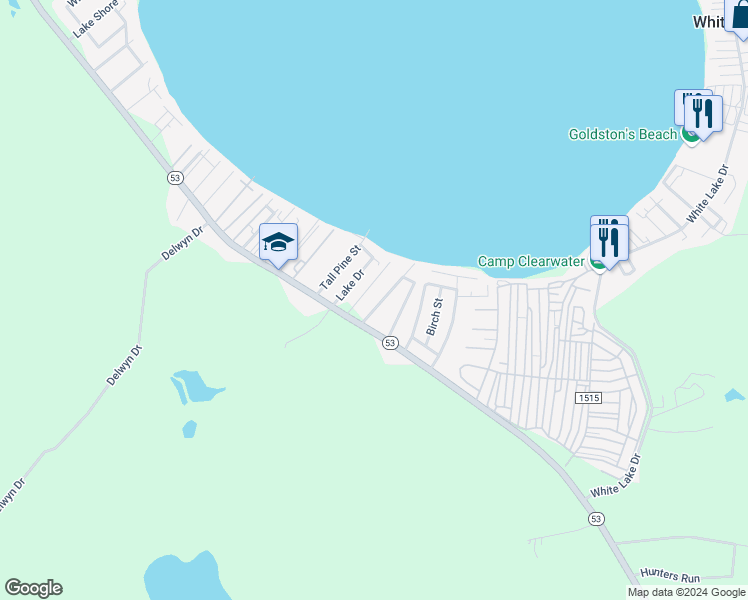 map of restaurants, bars, coffee shops, grocery stores, and more near Woodbury Road in Elizabethtown