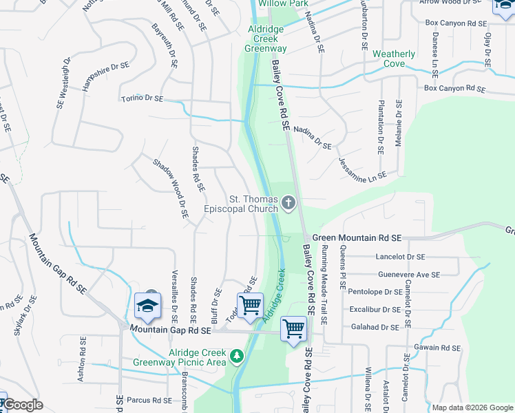 map of restaurants, bars, coffee shops, grocery stores, and more near 10009 Todd Mill Road Southeast in Huntsville
