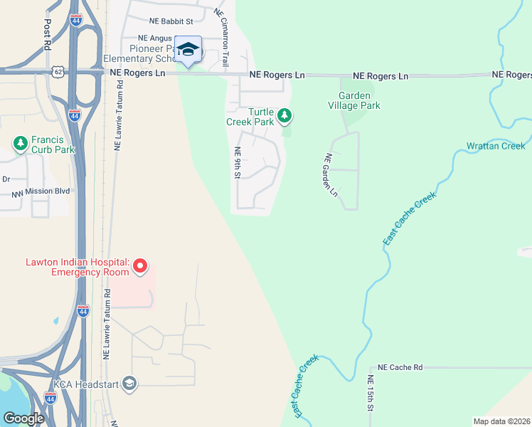 map of restaurants, bars, coffee shops, grocery stores, and more near 913 Northeast Bob White Road in Lawton