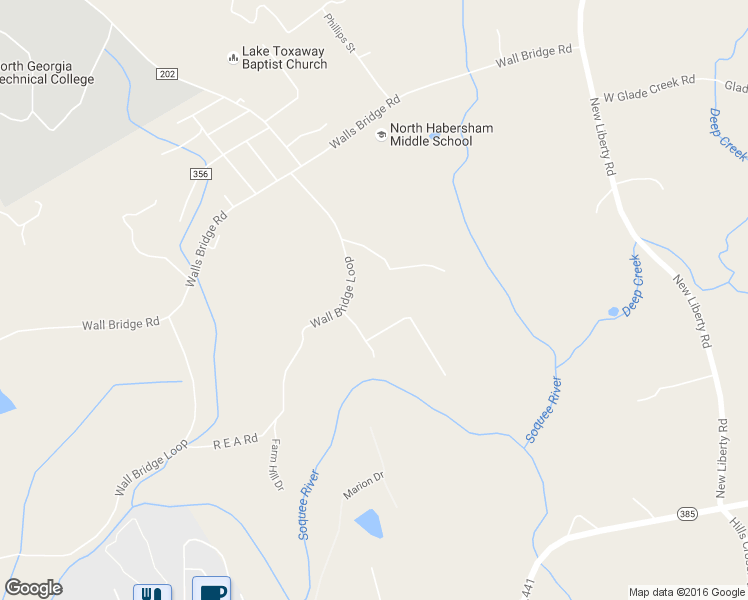 map of restaurants, bars, coffee shops, grocery stores, and more near 1076 Wall Bridge Loop in Clarkesville