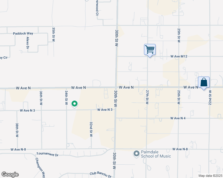 map of restaurants, bars, coffee shops, grocery stores, and more near 3040 West Avenue N in Palmdale