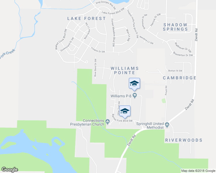 map of restaurants, bars, coffee shops, grocery stores, and more near 107 Turnstone Court Southwest in Huntsville
