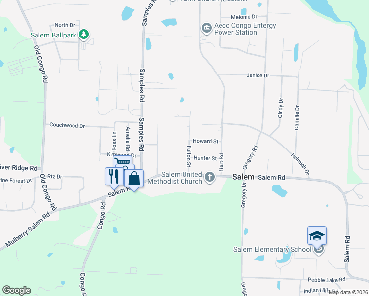 map of restaurants, bars, coffee shops, grocery stores, and more near 7205 Fulton Street in Benton