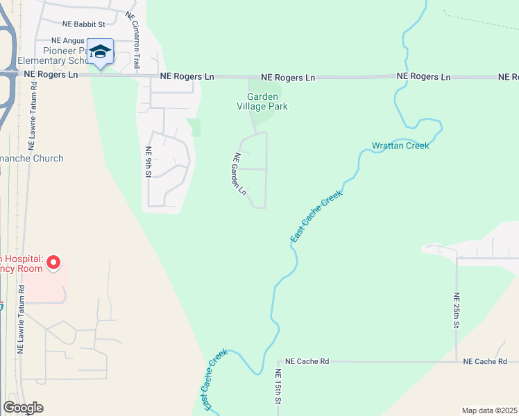 map of restaurants, bars, coffee shops, grocery stores, and more near 2304 Northeast Garden Lane in Lawton
